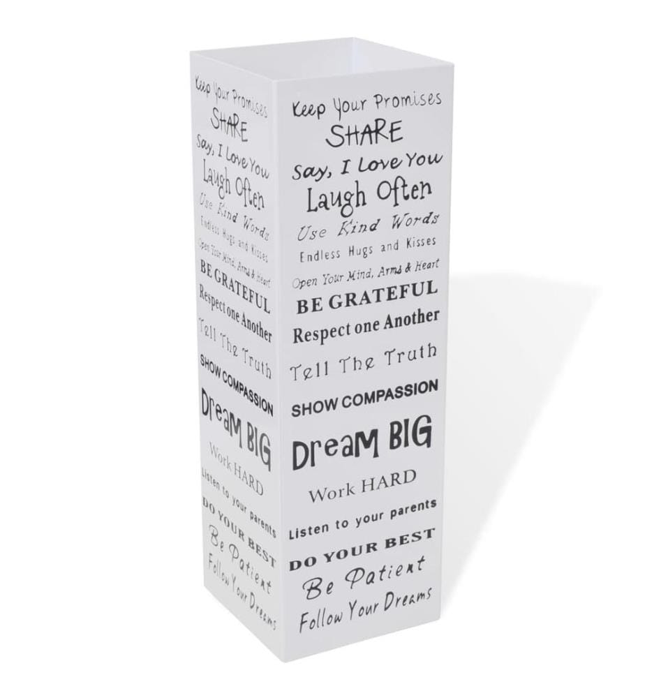 Blanc Carré Porte-parapluie Stockage pour cannes bâtons Acier 48,5 cm