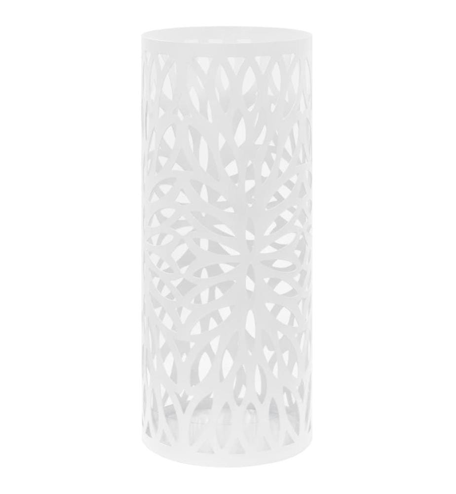 Porte-parapluie Feuilles Acier Blanc
