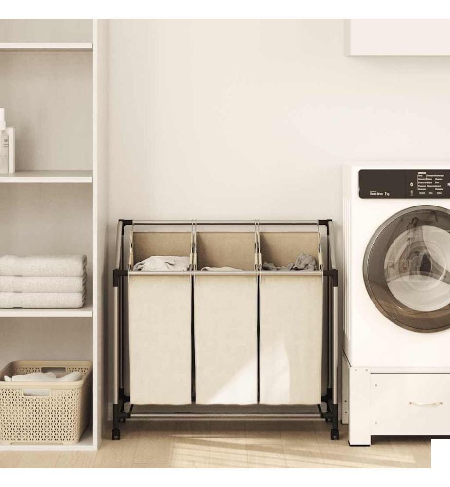 Trieuse à linge avec 3 sacs Crème Acier