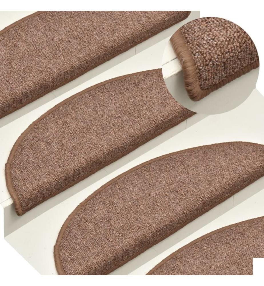 Tapis de marches d'escalier 15 pcs Marron 56x17x3 cm
