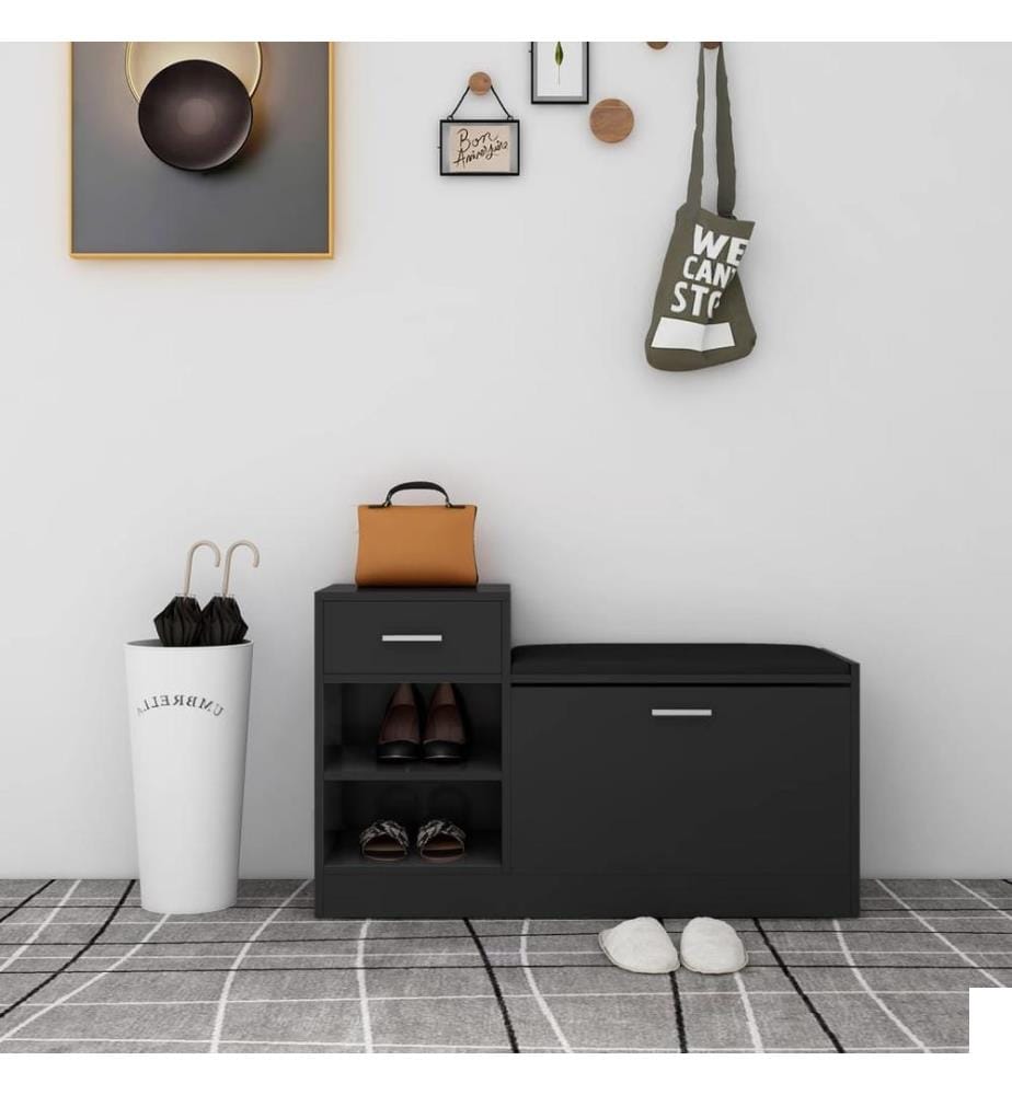 Banc à chaussures Noir 94,5x31x57 cm Aggloméré