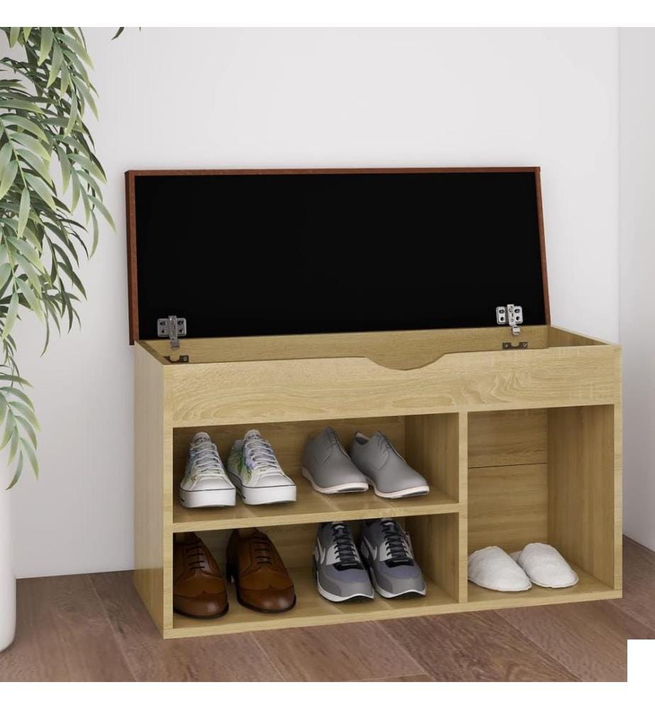 Banc à chaussures et coussin Chêne sonoma 80x30x47 cm Aggloméré