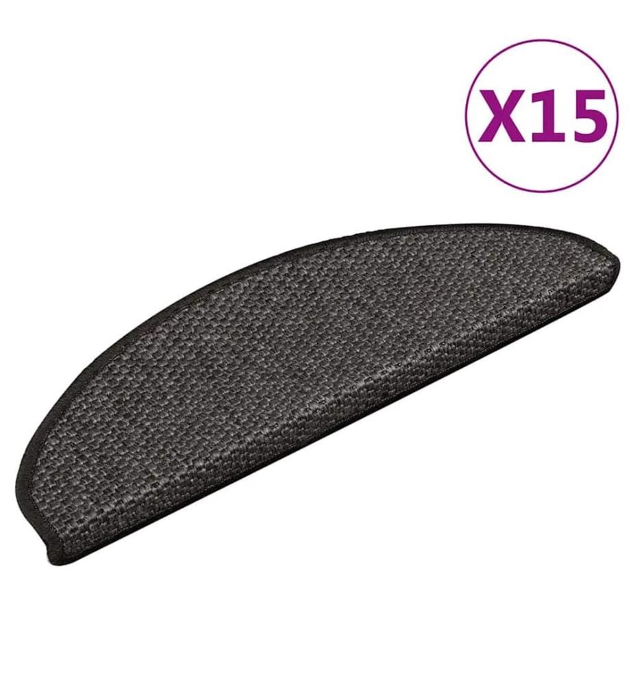 Tapis d'escalier autocollants 15 pcs 65x21x4 cm Anthracite