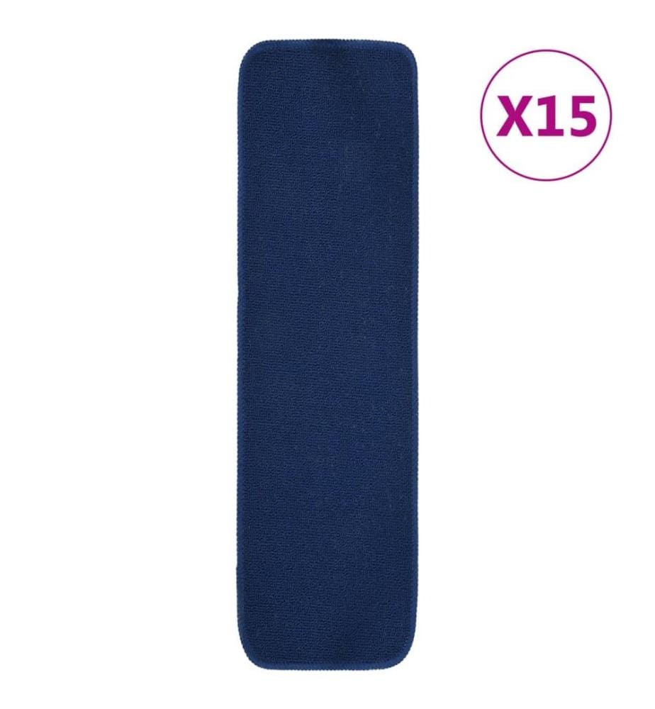 Tapis d'escalier 15 pcs 70x20 cm Bleu marine Rectangulaire