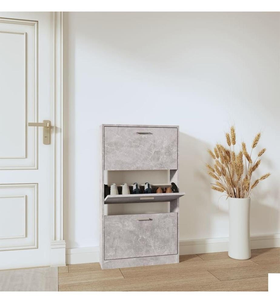 Armoire à chaussures Gris béton 59x17x108 cm Bois d'ingénierie