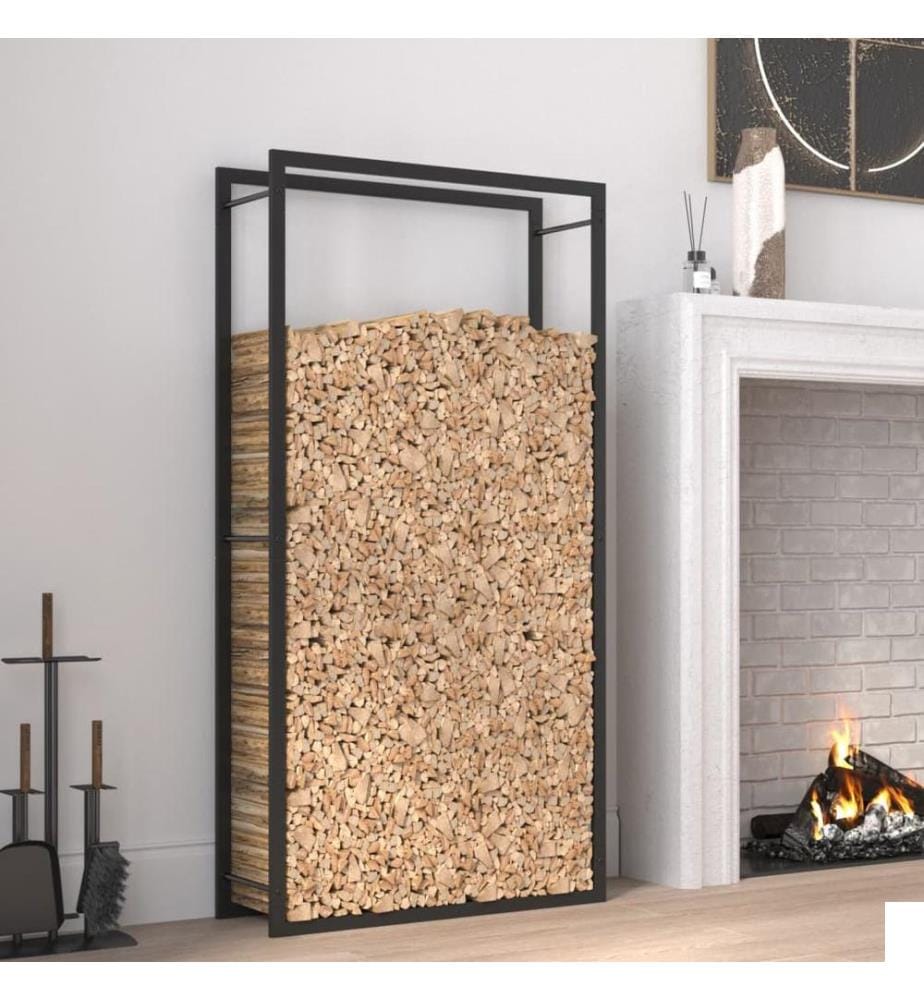 Étagère à bois de chauffage Noir mat 80 x 28 x 154 cm Acier