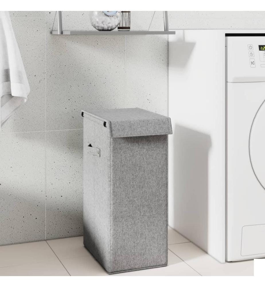 Panier à linge pliable Gris 26x34,5x59,5 cm Tissu en faux lin