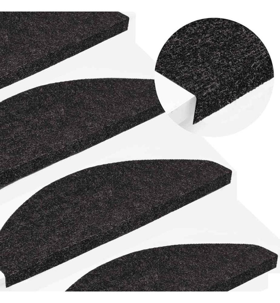 Tapis d'escalier auto-adhésifs 10 pcs anthracite 65x22,5x3,5 cm