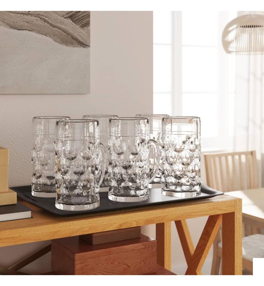 Chopes à bière avec poignée en verre 6 pcs 500 ml