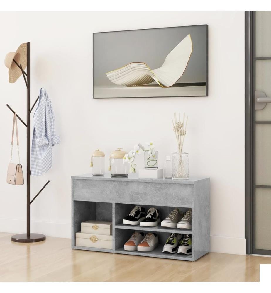 Banc à chaussures Gris béton 80x30x45 cm Bois d'ingénierie