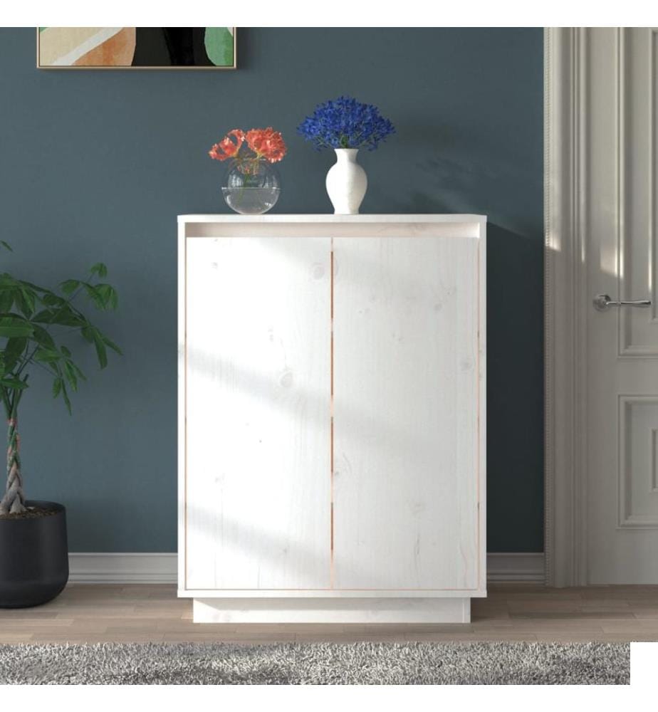 Armoire à chaussures Blanc 60x35x80 cm Bois de pin massif