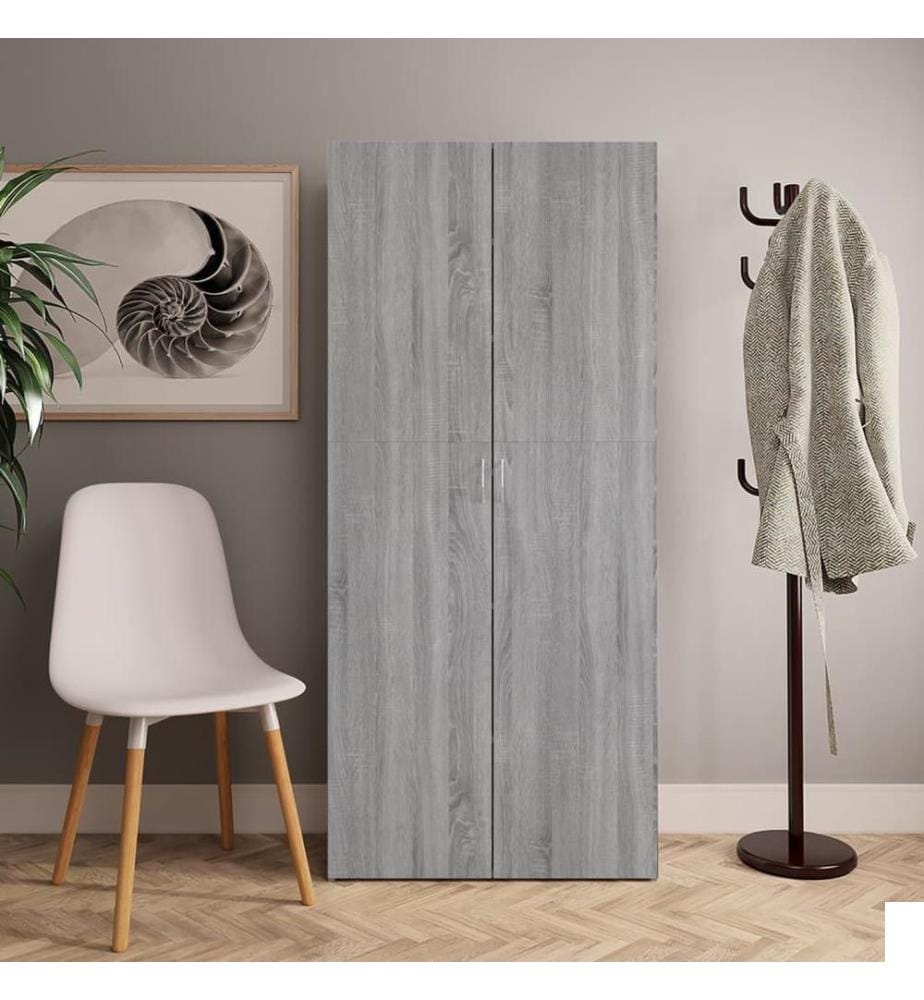 Armoire à chaussures Sonoma gris 80x35,5x180 cm Bois ingénierie