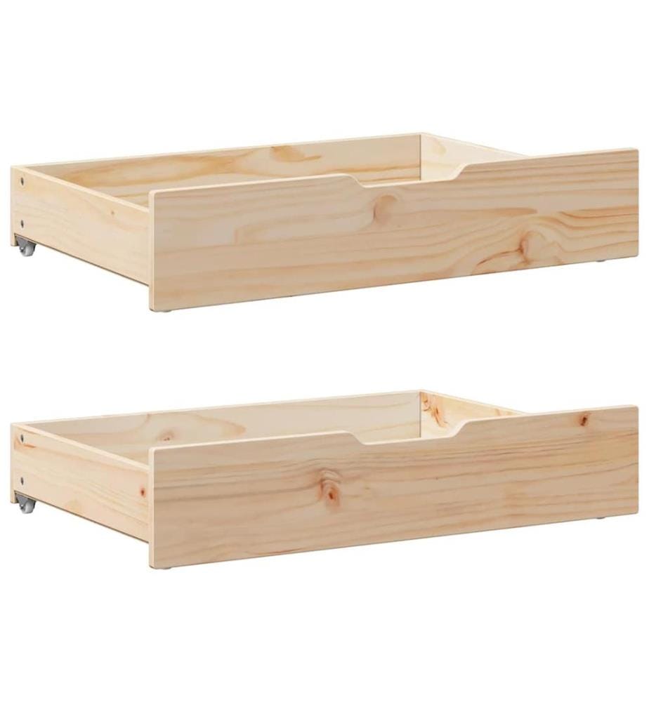 Tiroirs sous le lit avec roulettes 2 pcs 85x55x17 cm pin massif
