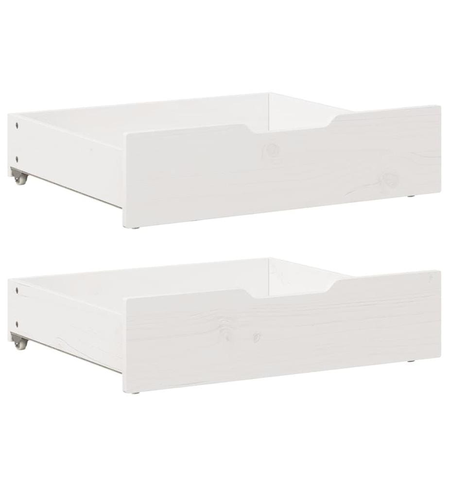 Tiroirs sous le lit 2 pcs blanc 75x55x17 cm bois de pin massif