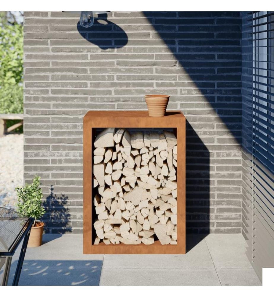 Étagère à bois 60x40x80 cm acier résistant aux intempéries