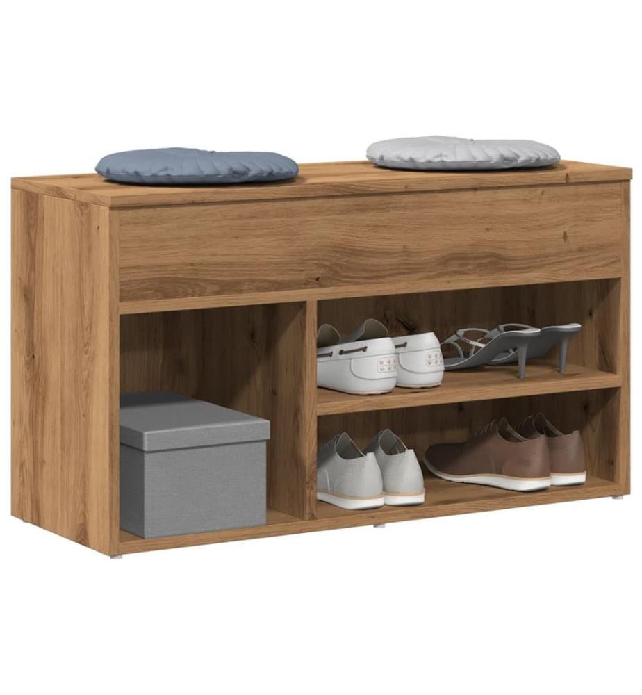 Banc à chaussures chêne artisanal 80x30x45 cm bois d'ingénierie