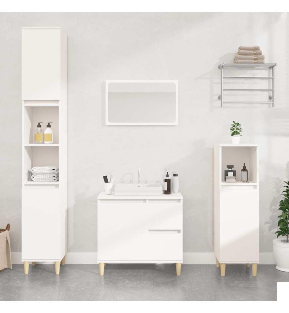 Armoire de salle de bain blanc 65x33x60 cm bois d'ingénierie