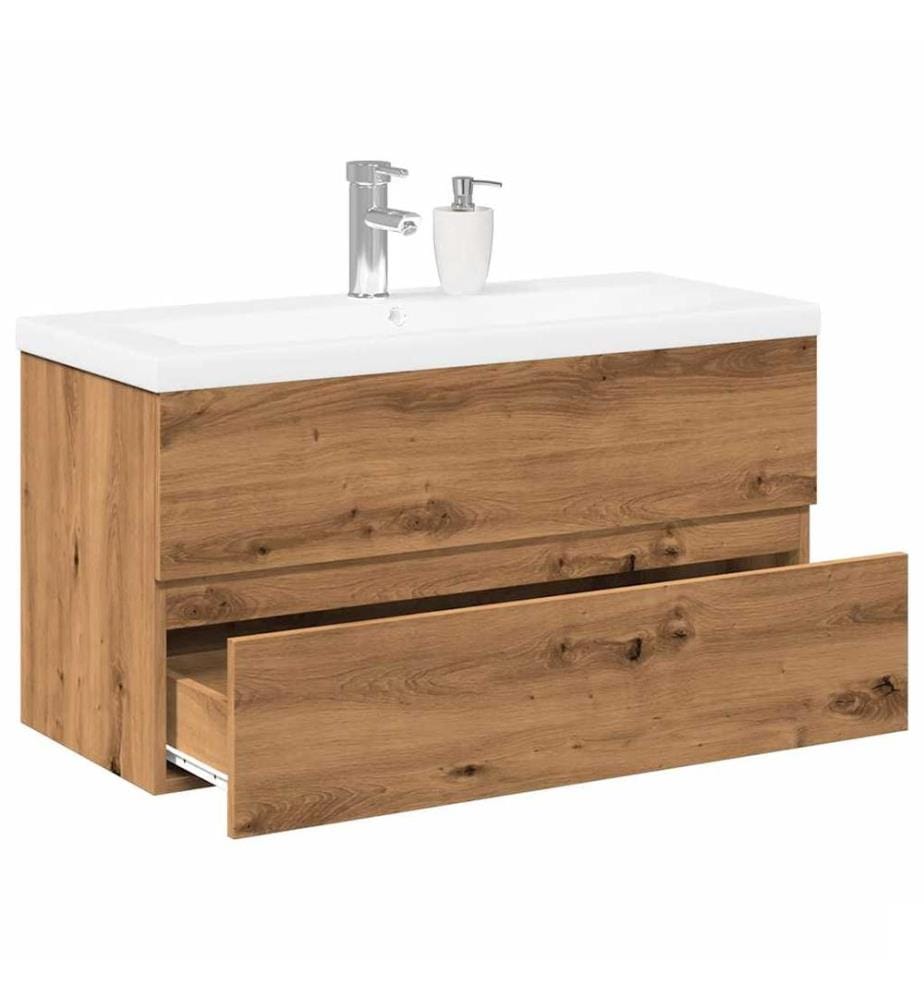 Armoire lavabo avec bassin intégré chêne artisanal