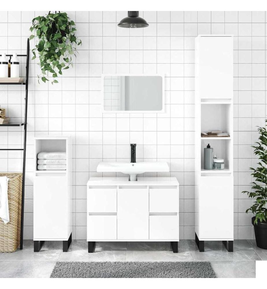 Armoire de salle de bain blanc brillant 80x33x60 cm