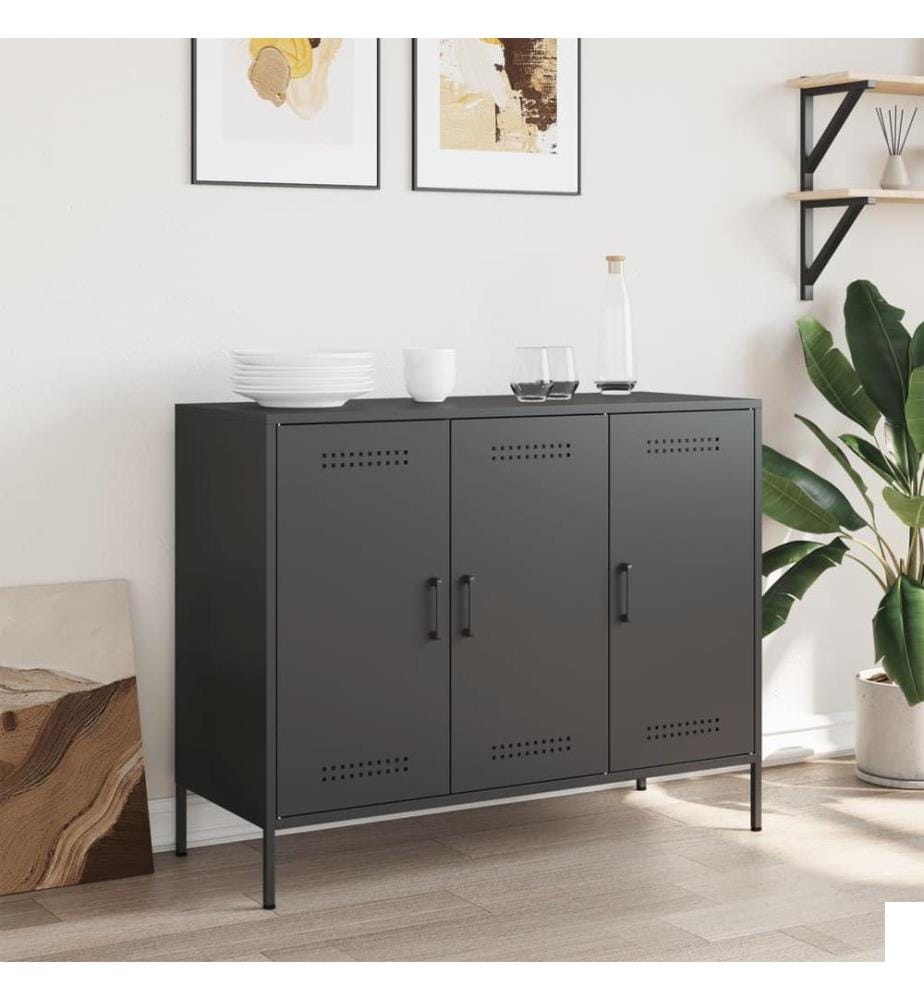 Buffet noir 100,5x39x79 cm acier