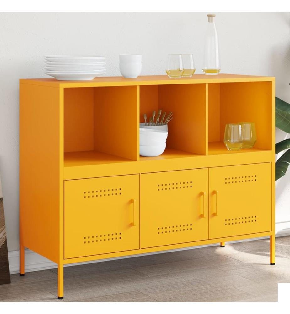 Buffet jaune moutarde 100,5x39x79 cm acier