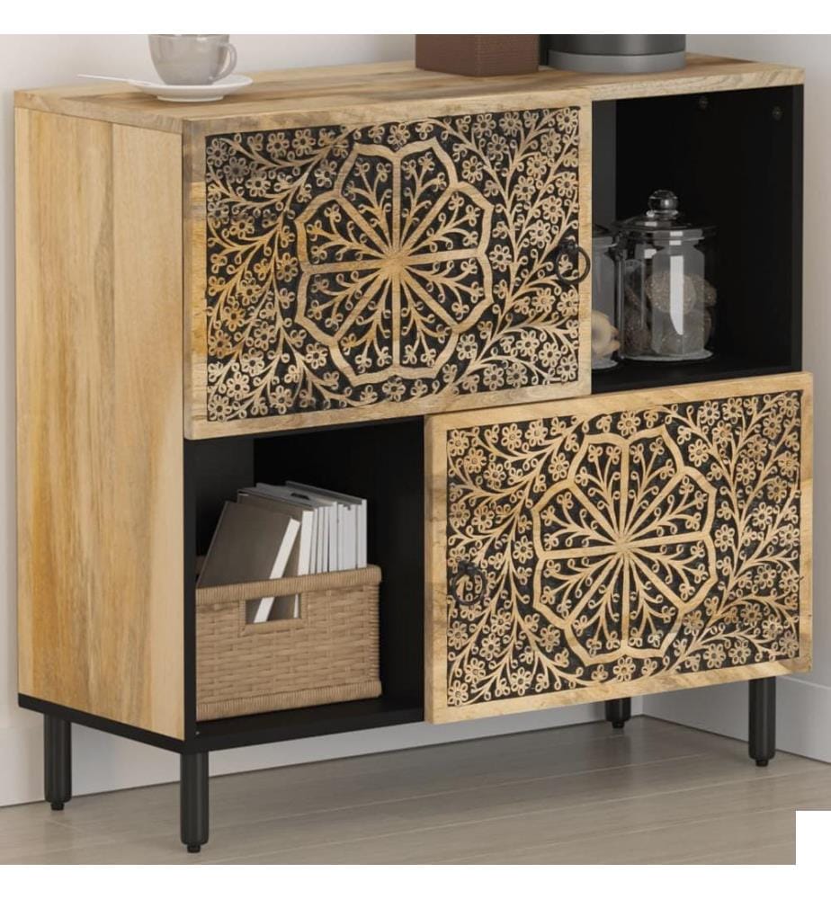 Armoire latérale 80x33x75 cm bois massif de manguier
