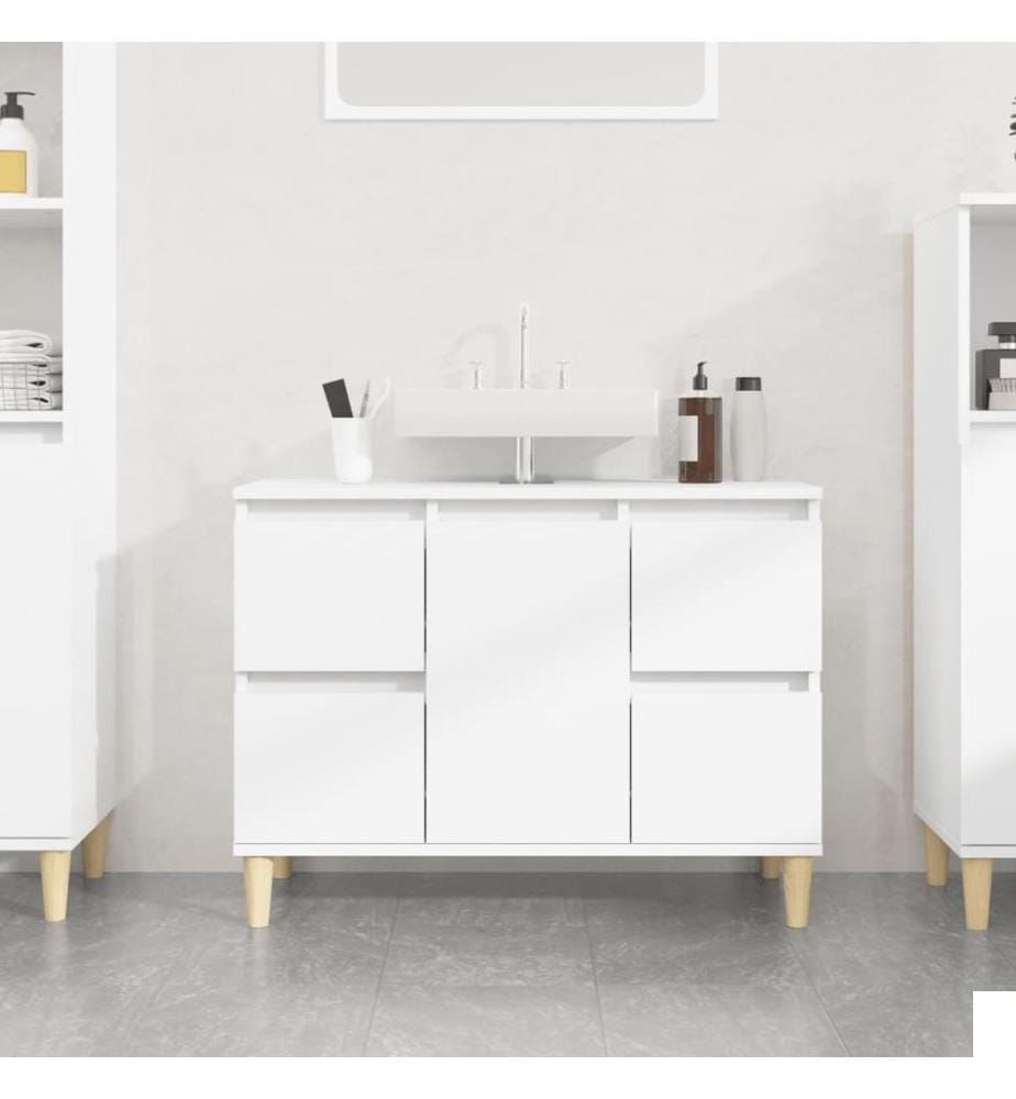 Meuble d'évier blanc brillant 80x33x60 cm bois d'ingénierie