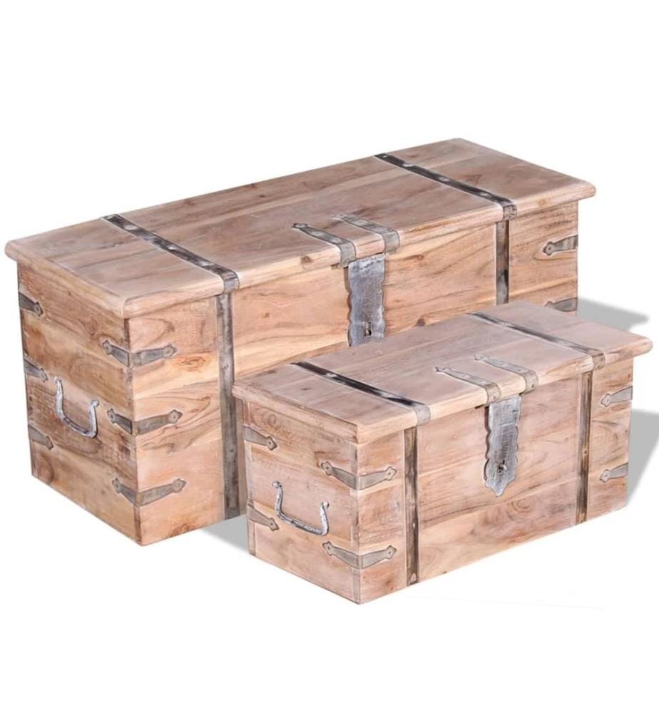 Ensemble de deux coffres de rangement Bois d'Acacia