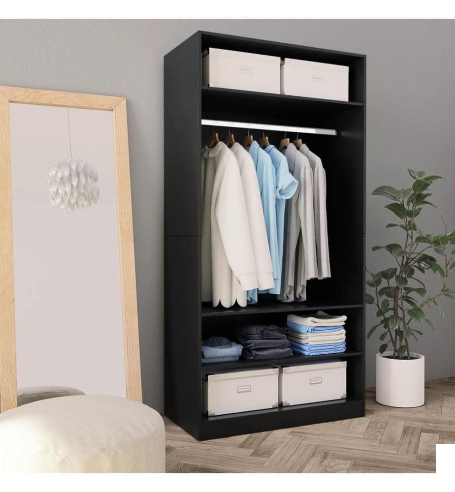 Garde-robe Noir 100 x 50 x 200 cm Bois d'ingénierie
