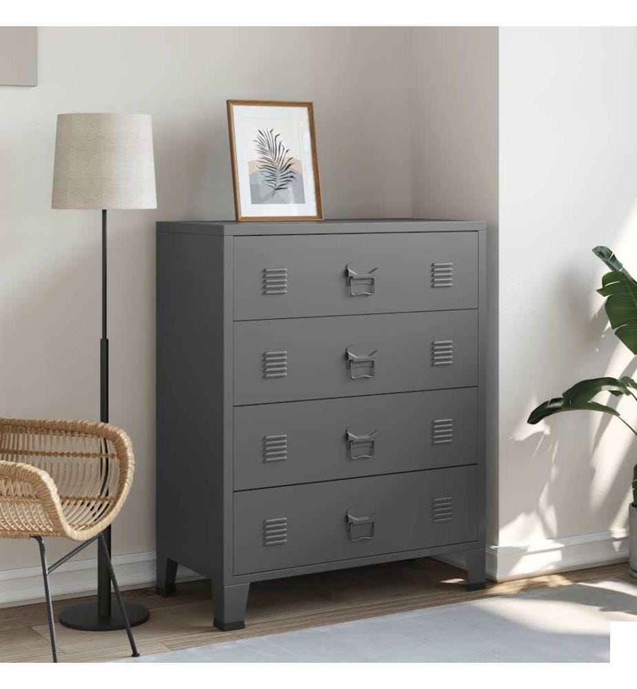 Armoire à tiroirs industrielle Anthracite 78x40x93 cm Métal