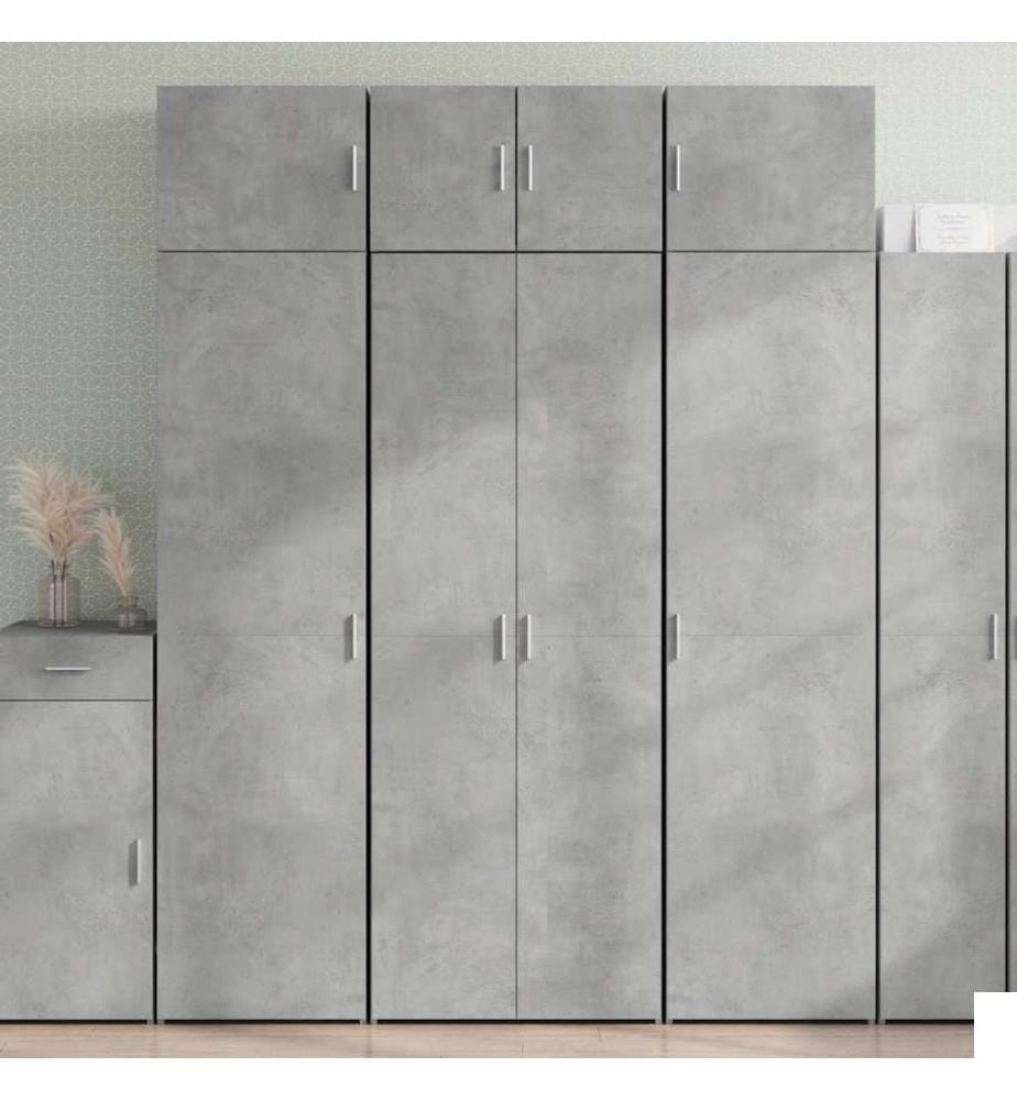 Buffet haut gris béton 70x42,5x185 cm bois d'ingénierie