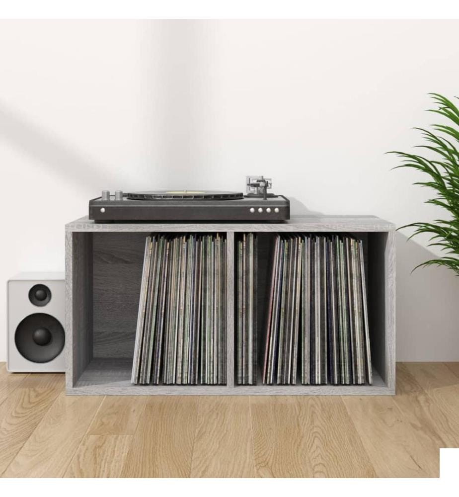 Boîte de rangement à disques vinyle Sonoma gris 71x34x36 cm