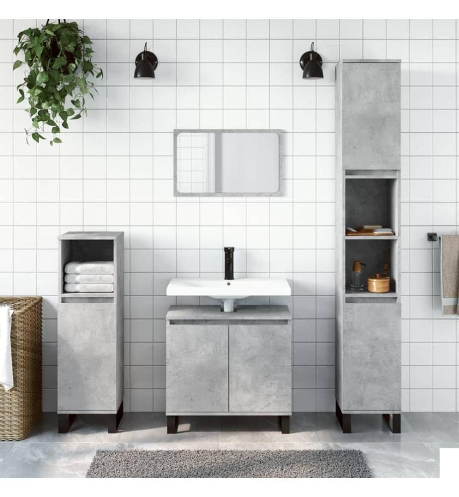 Armoire de salle de bain gris béton 30x30x190 cm