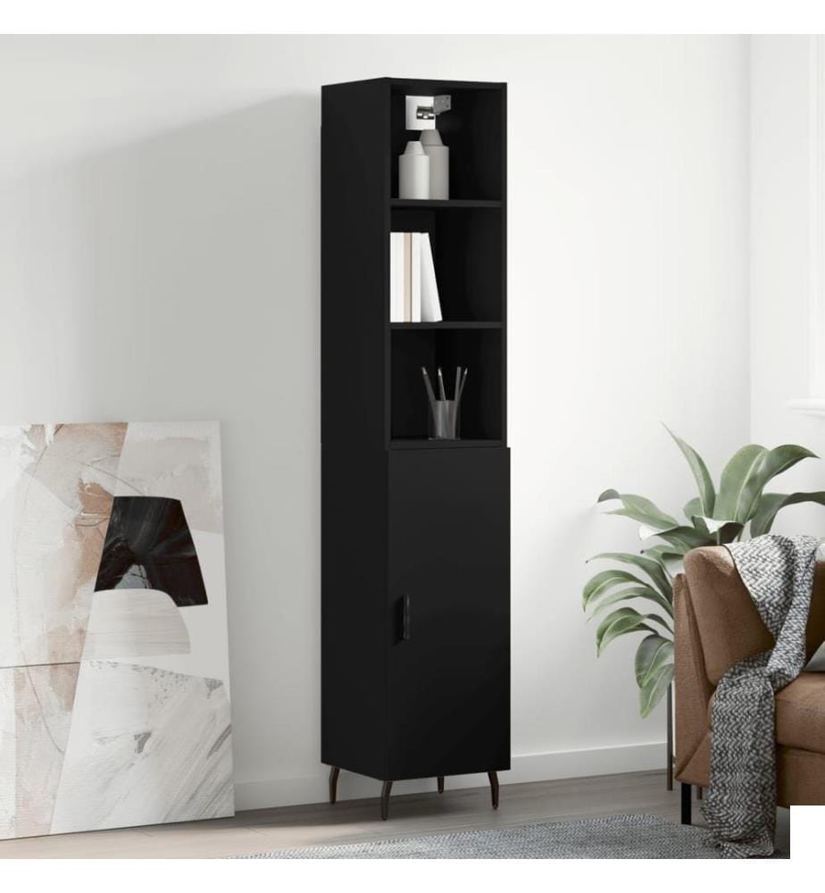 Buffet haut Noir 34,5x34x180 cm Bois d'ingénierie