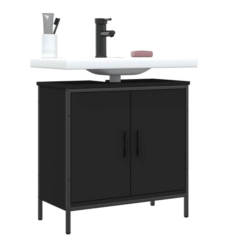 Armoire lavabo de salle de bain noir 60x30x60 cm