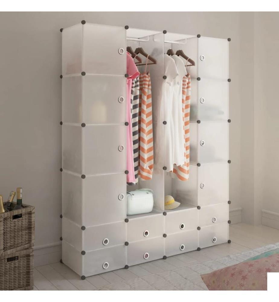 Cabinet modulable avec 18 compartiments blanc 37x146x180,5 cm