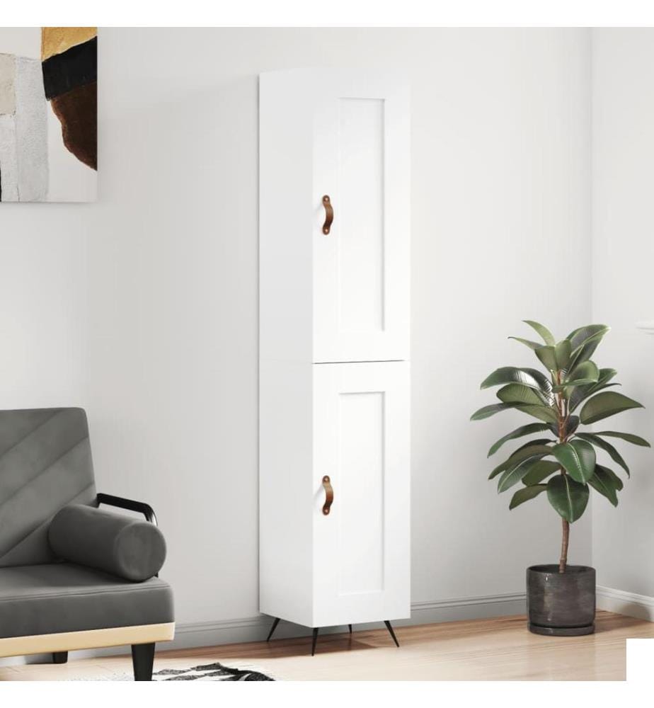 Buffet haut Blanc 34,5x34x180 cm Bois d'ingénierie