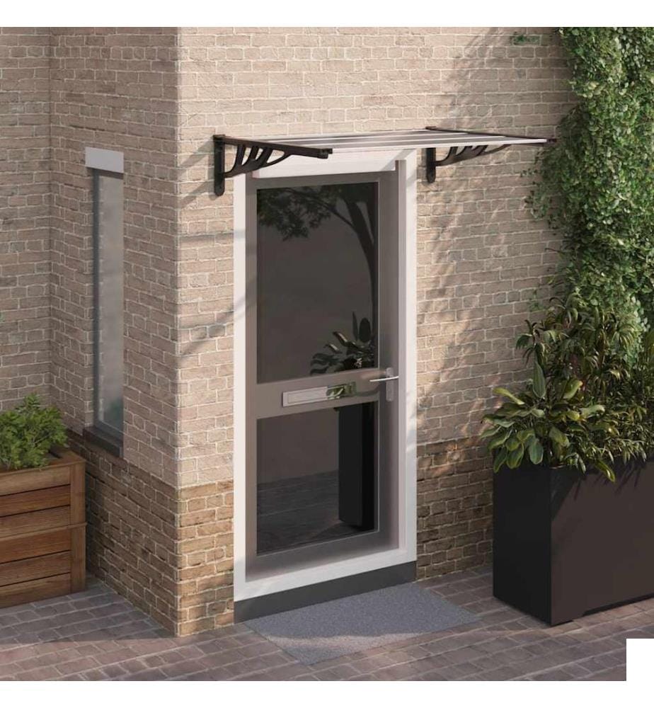 Auvent de porte Noir et transparent 122x90 cm Polycarbonate