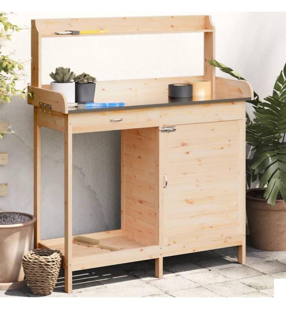 Table de rempotage avec armoire bois massif de sapin