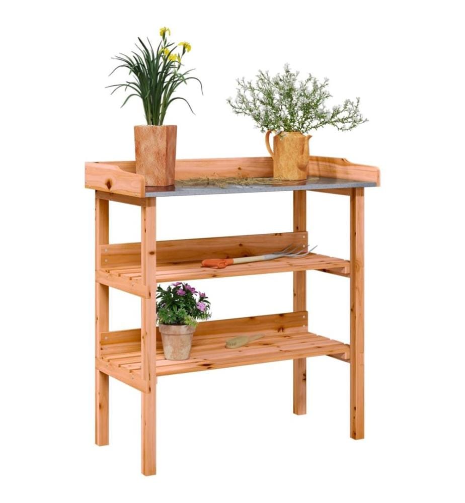 Table à plantes avec étagères marron 78x38x82,5cm bois de sapin