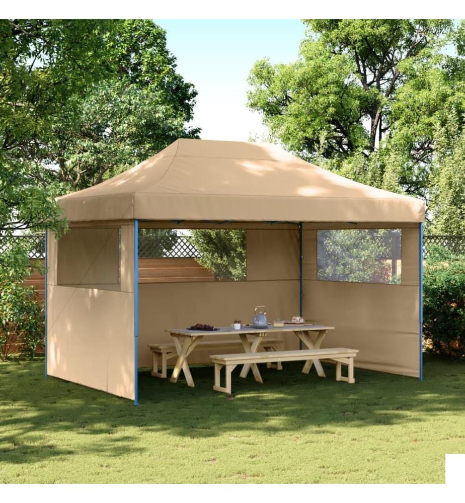 Tente de réception pliable escamotable avec 3 parois latérales