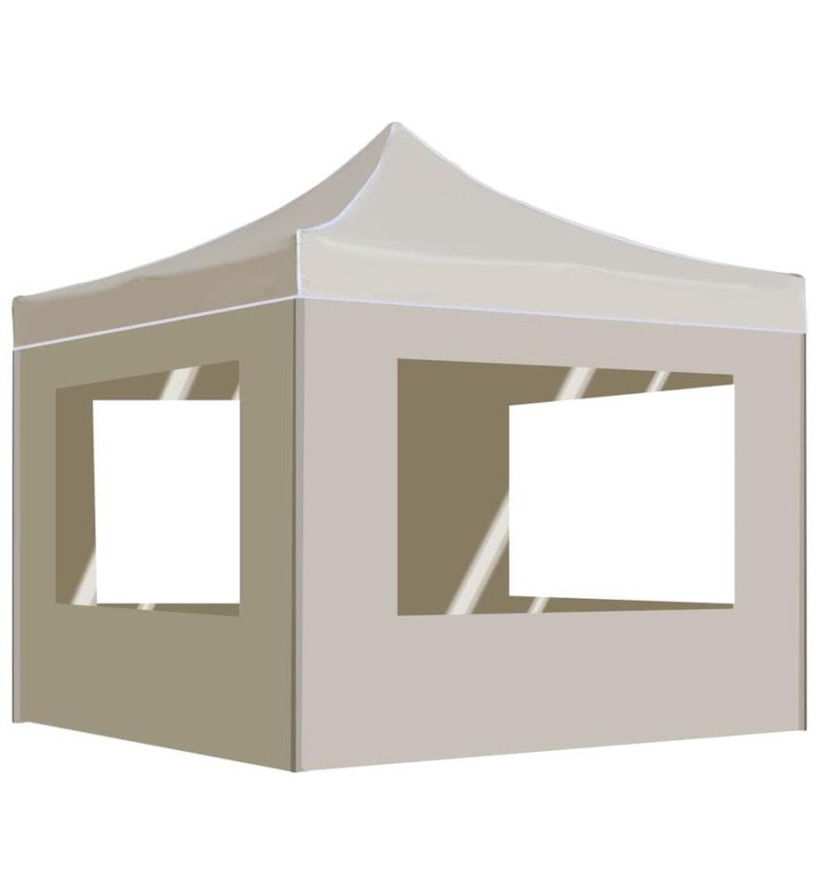 Tente de réception pliable avec parois Aluminium 3 x 3 m Crème