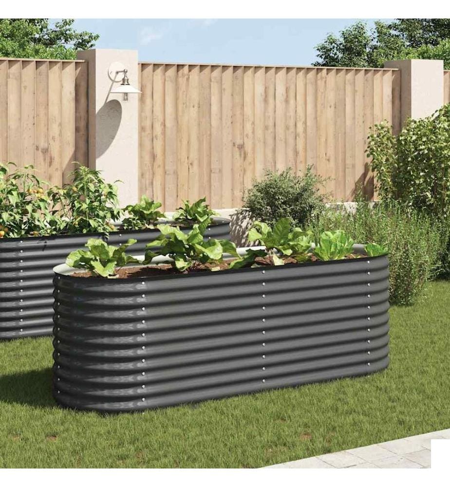 Lit surélevé de jardin 240x80x81 cm Acier galvanisé Gris