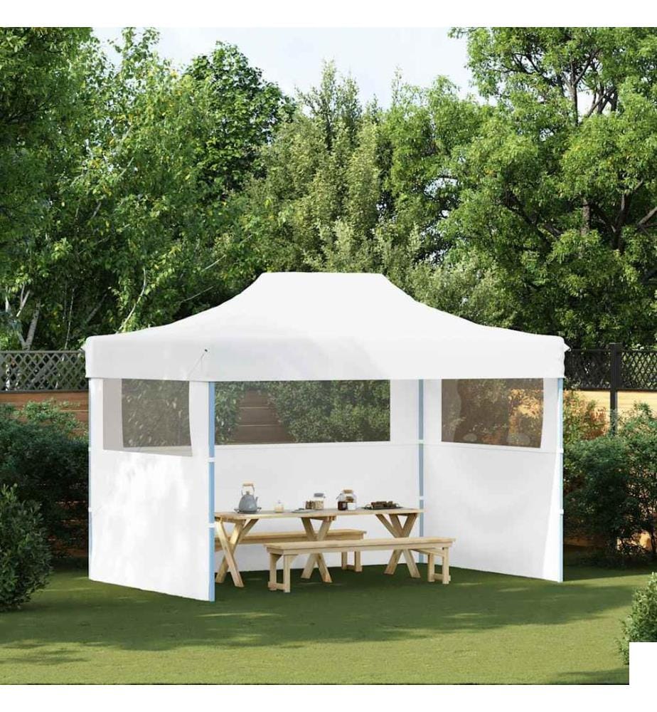 Tente de réception pliable avec 3 parois 280x410x315 cm Acier Blanc