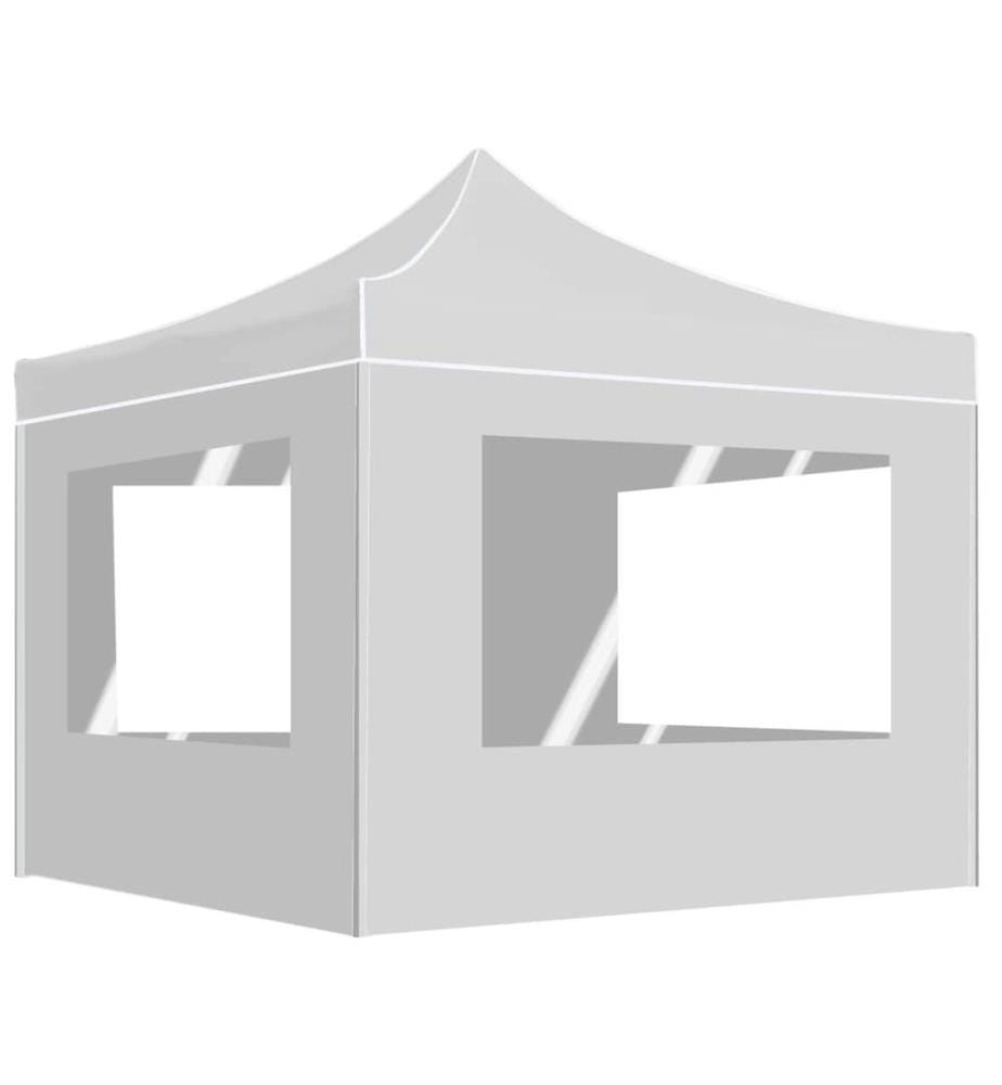 Tente de réception pliable avec parois Aluminium 2x2 m Blanc