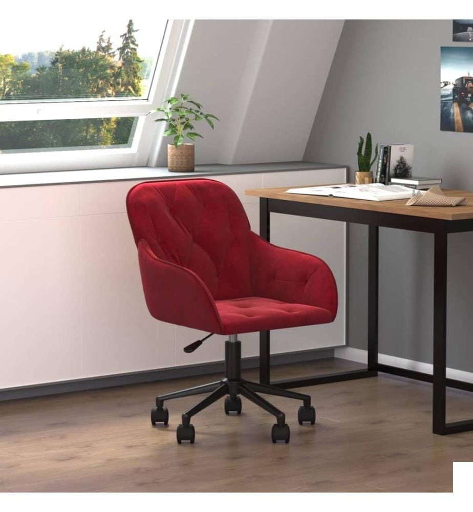 Chaise pivotante de bureau Rouge bordeaux Velours