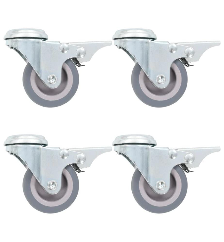4 pcs Roulettes pivotantes à trou de boulon à double frein 50mm