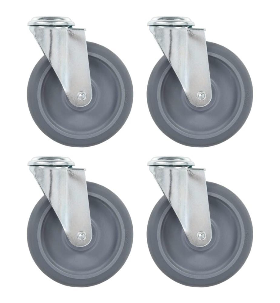 4 pcs Roulettes pivotantes à trou de boulon 125 mm