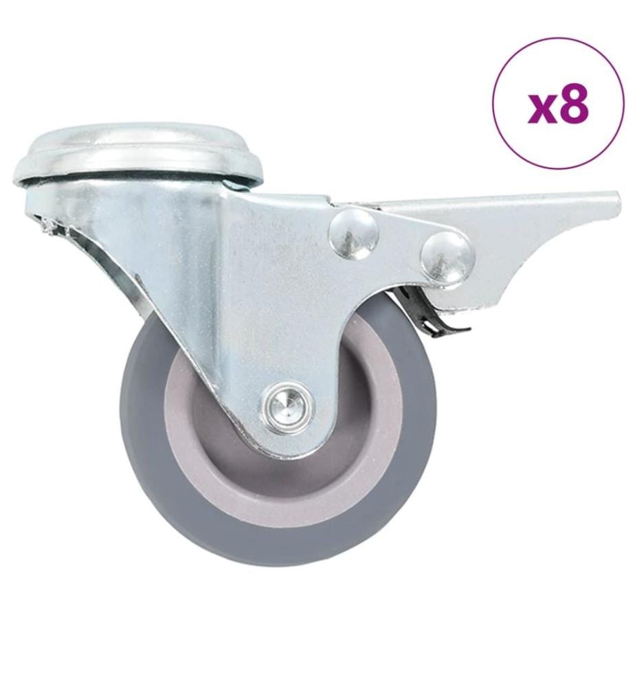 8 pcs Roulettes pivotantes à trou de boulon 50 mm