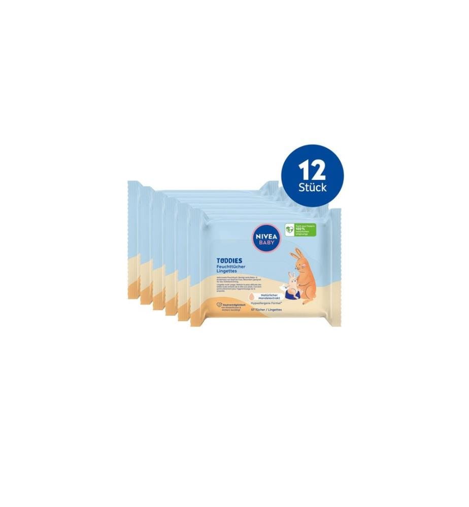 NIVEA BABY - Lingettes humides Multipack Toddies 12 x 57 pièces
